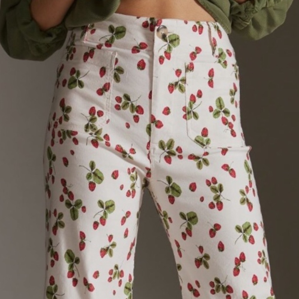 The Colette Strawberry 🍓 Cropped Wide-Leg Pants by Nicole Miller Maeve